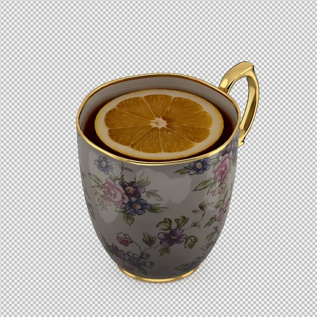 Taza isométrica 3d render