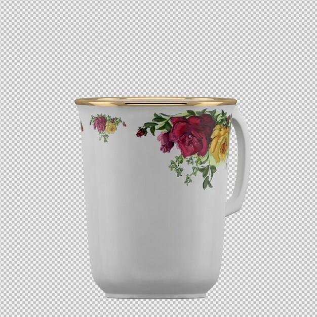 PSD taza isométrica 3d render