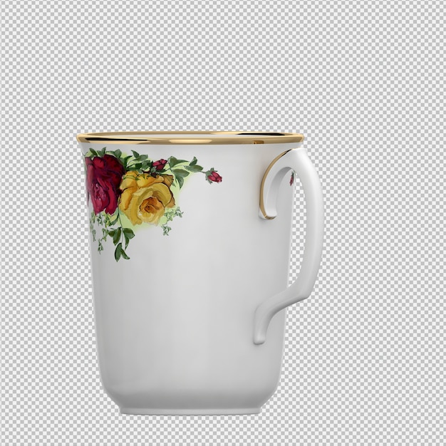 Taza isométrica 3d render
