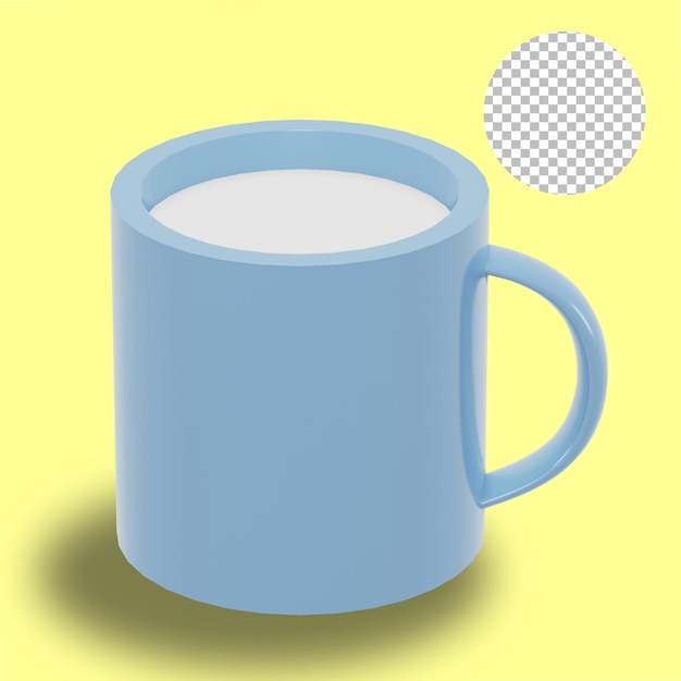 Una taza de leche 3d renderizado fondo alfa