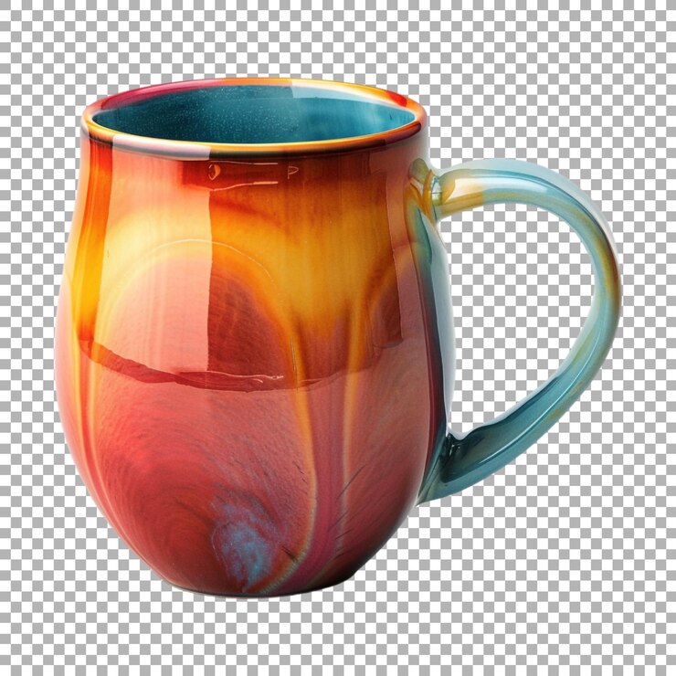 PSD taza o vidrio de colores sobre un fondo transparente generado por ai