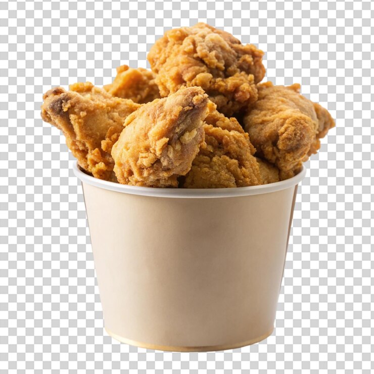 PSD una taza de pollo frito en un fondo transparente