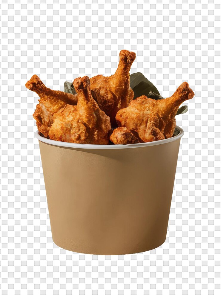 PSD una taza de pollo frito en un fondo transparente