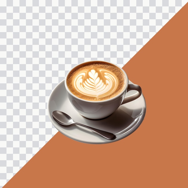 Taza de realidad 3d PSD con cuchara sobre fondo transparente