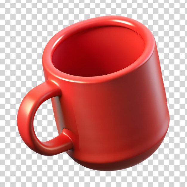 PSD taza roja 3d aislada sobre un fondo transparente