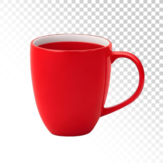 PSD una taza roja con un borde blanco y un fondo blanco.