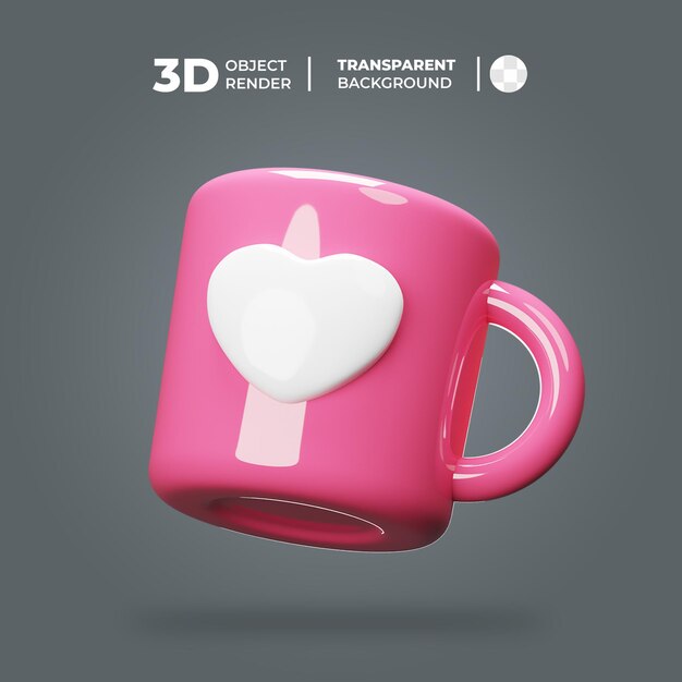 PSD la taza de san valentín en 3d.