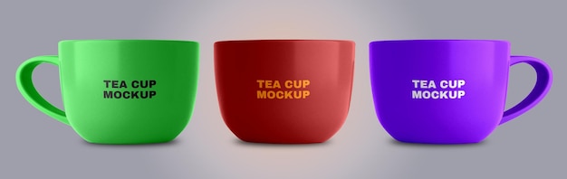 PSD taza de té mockup diseño psd plantilla una taza roja psd que dice taza de té en él