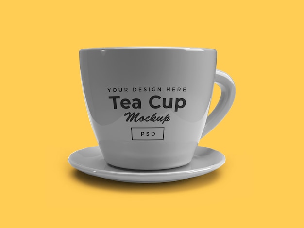 Taza de té en un plato diseño de maqueta 3d