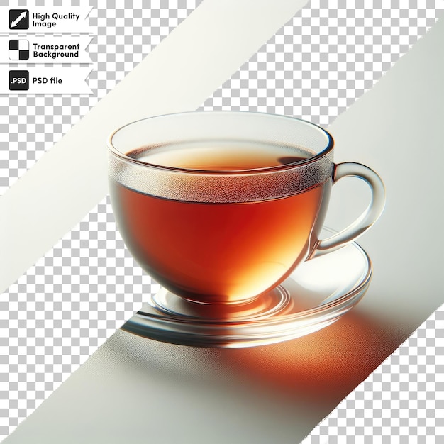 Taza de té psd en fondo transparente con capa de máscara editable