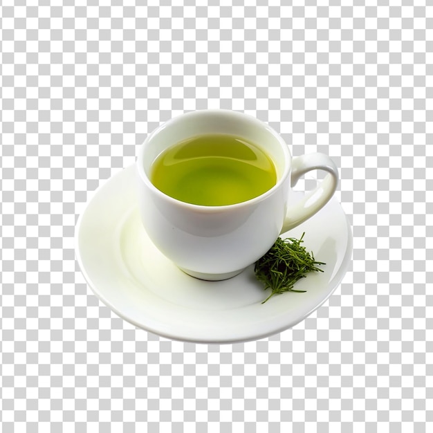 PSD taza de té verde aislada sobre un fondo transparente