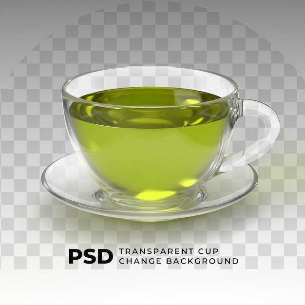 taza transparente de té verde psd