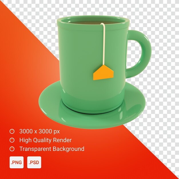 Una taza verde con una bolsita de té
