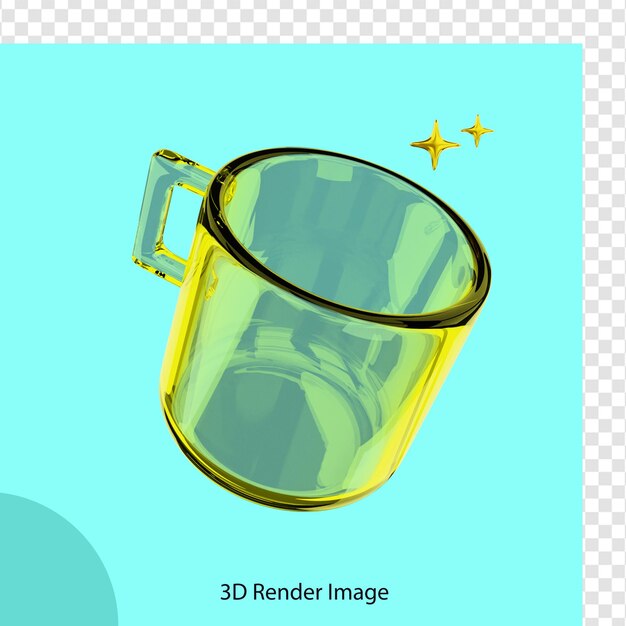 Taza de vidrio cocina icono 3d renderizado