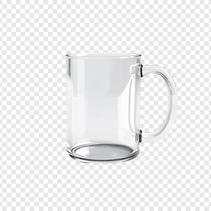 PSD taza de vidrio transparente vacía contenedor de bebidas mango recipiente para beber