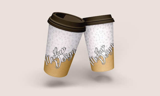 Tazas de café de papel de lujo Diseño de maqueta PSD de calidad premium