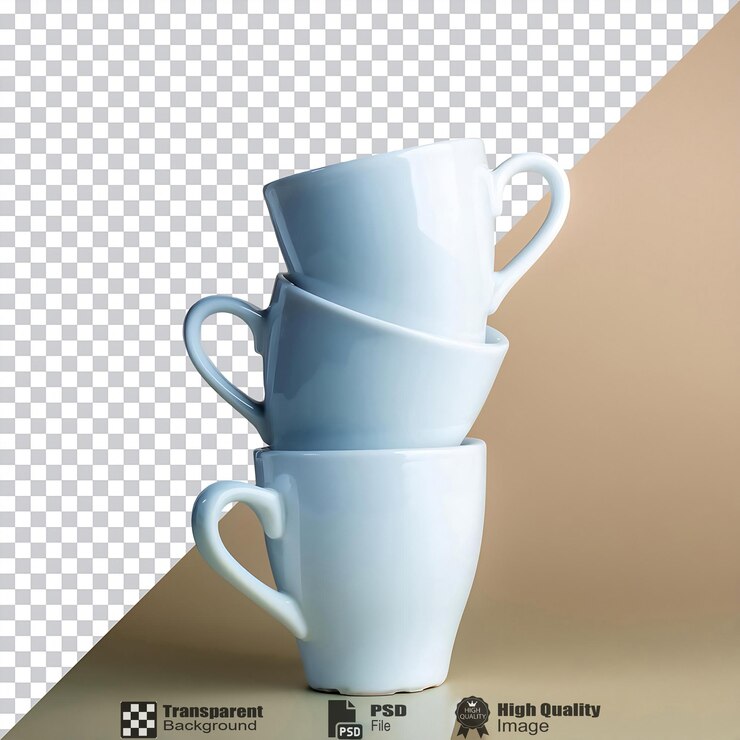 PSD tazas de cerámica blancas apiladas