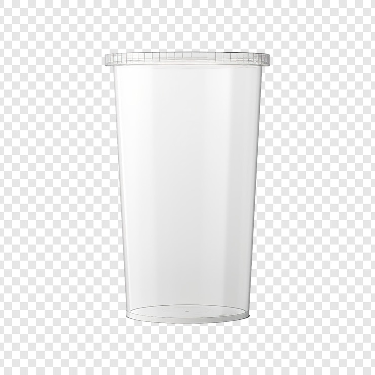 PSD tazo de plástico transparente para bebidas sobre un fondo transparente