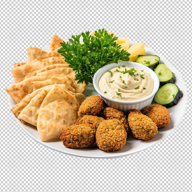 PSD un tazón de falafel frito y hummus en la cocina de oriente medio es un bocadillo.