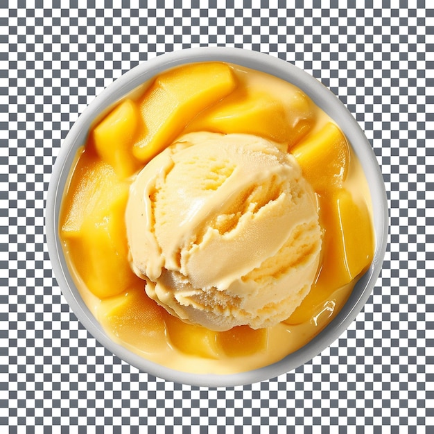 PSD tazón de helado de mango tropical y refrescante aislado sobre fondo transparente