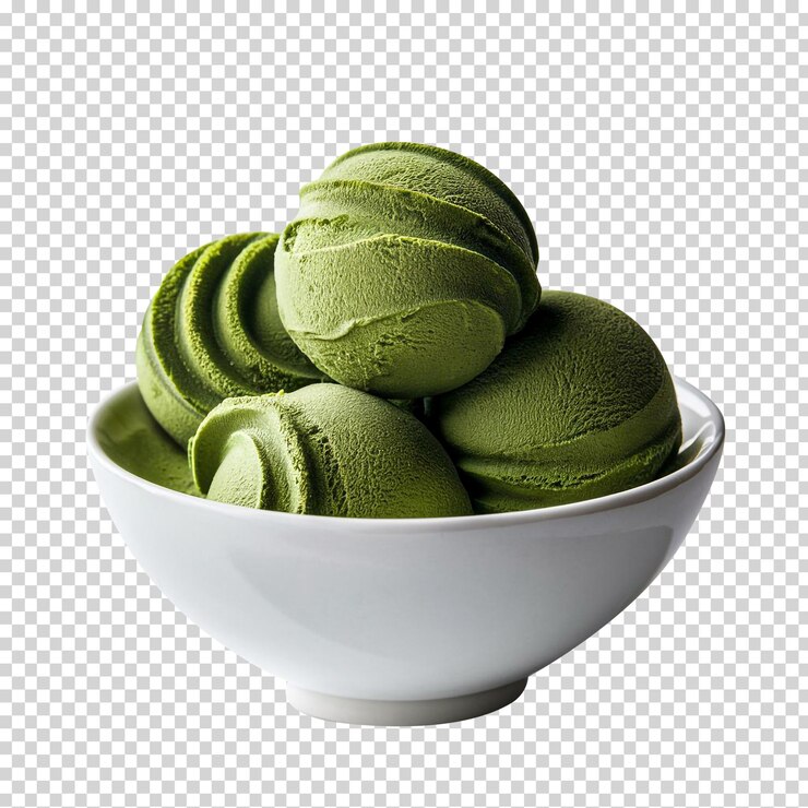 PSD un tazón de helado de menta verde con un fondo blanco