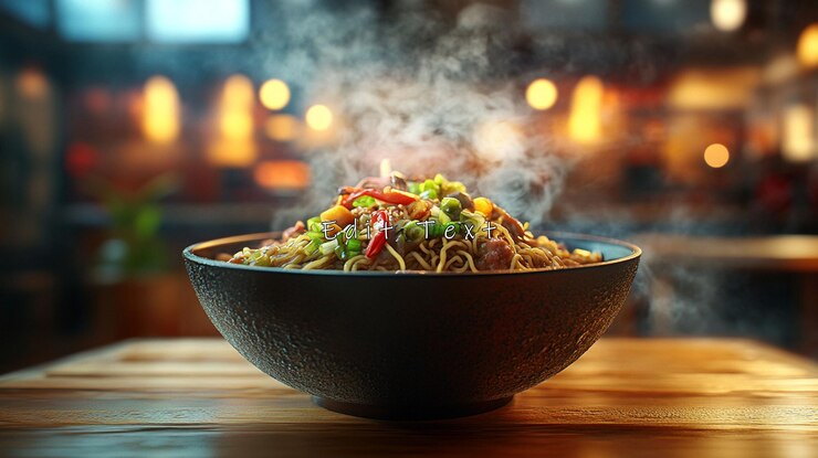 PSD un tazón humeante de deliciosos fideos asiáticos con verduras