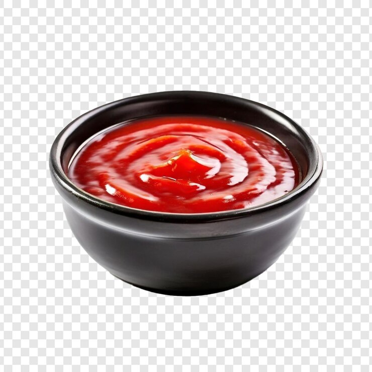 PSD un tazón de ketchup aislado sobre un fondo transparente