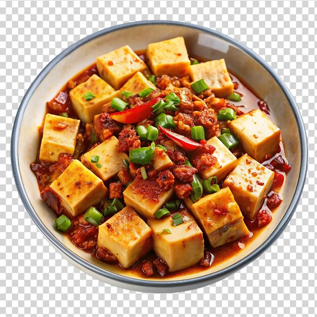 PSD un tazón de mapo tofu aislado sobre un fondo transparente