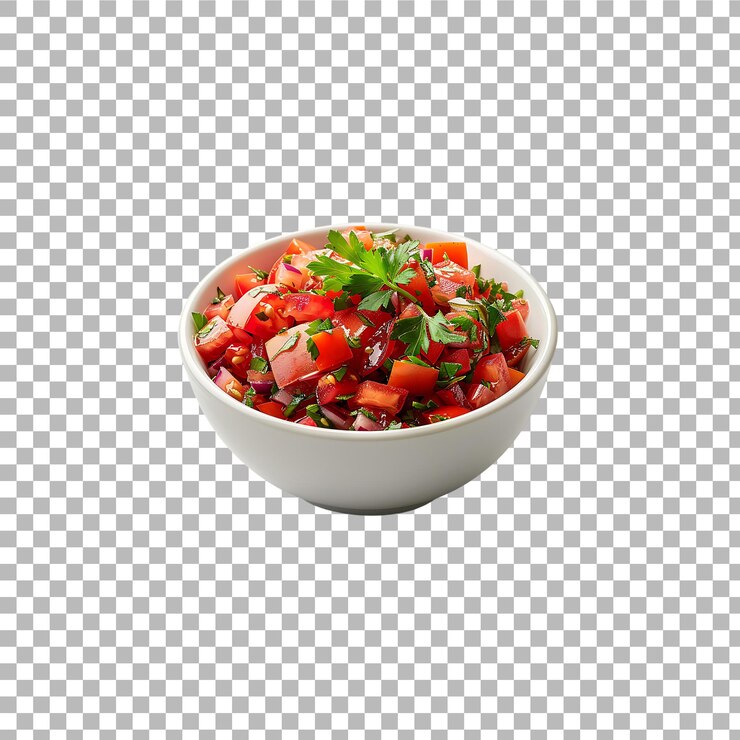 PSD un tazón de salsa de tomate aislado en un fondo transparente