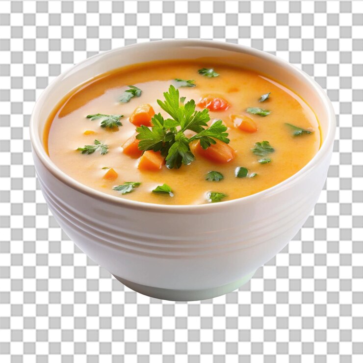 PSD un tazón de sopa aislado en un fondo transparente