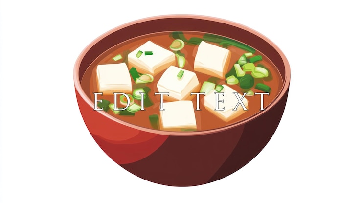 PSD un tazón de sopa de miso con tofu y cebollas verdes 2