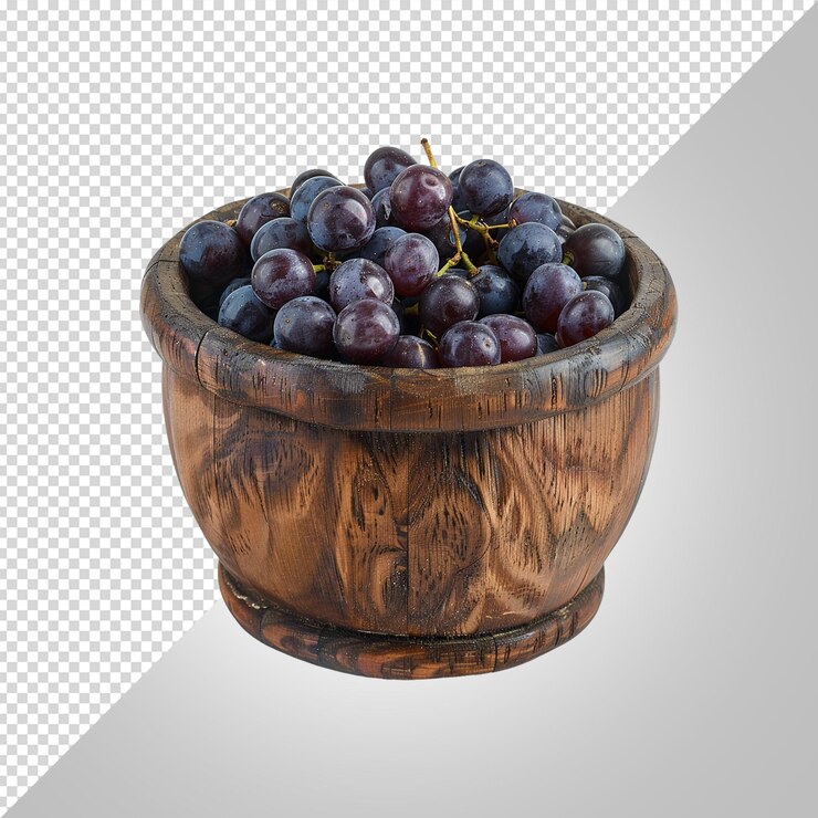 PSD un tazón de uvas con un diseño en el lado