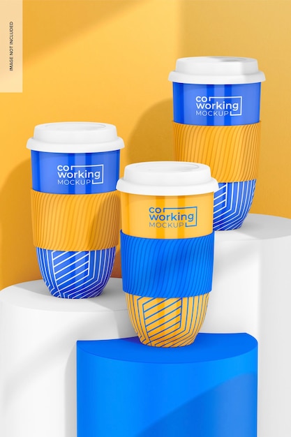 Tazza con coperchio in silicone Mockup