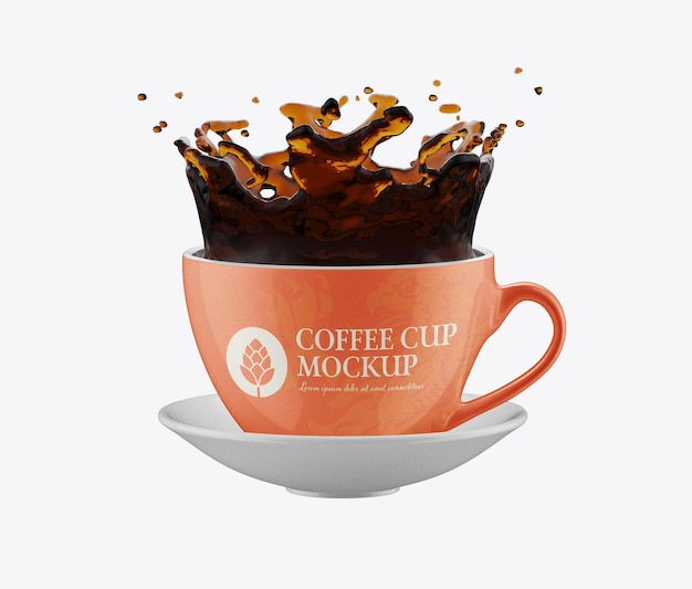 Tazza da caffè colorata con Splash Mockup