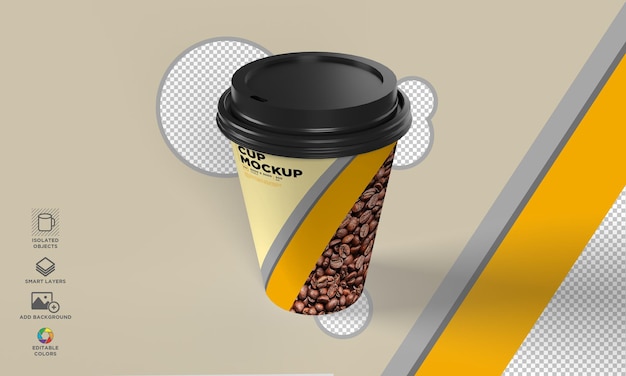 Tazza di caffè da asporto in carta da ristorante Mockup PSD premium con strati