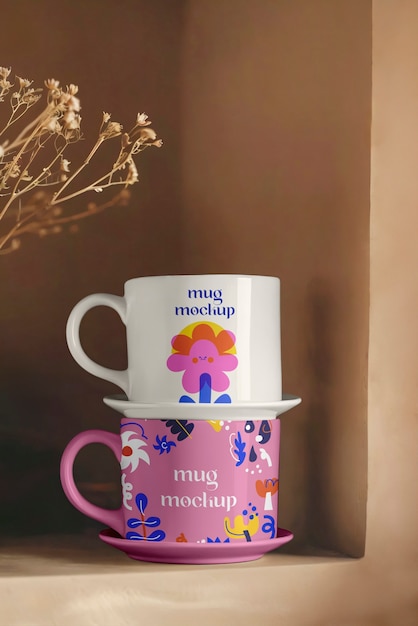 Tazza di design creativo in mockup in studio