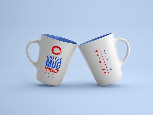 Tazze bianche con mockup di colore modificabile