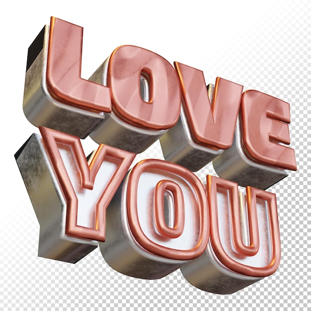 Te amo 3d render letra en negrita aislada en 3d rendering