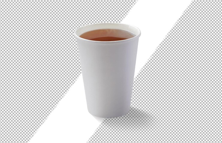 Tè in una tazza di carta bianca