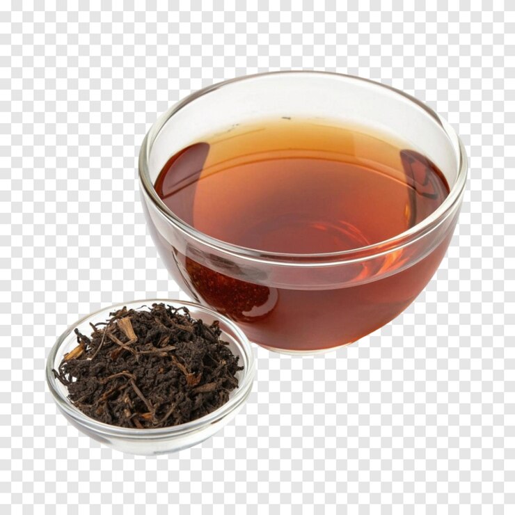 PSD té negro en un cuenco de vidrio frente de la vista completa imagen de alta resolución aislada bg transparente