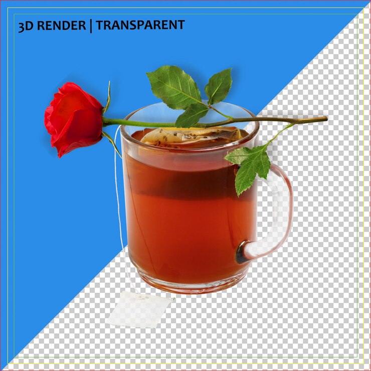 PSD el té romántico con una rosa