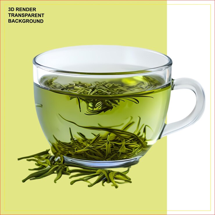 PSD té verde con fondo blanco transparente