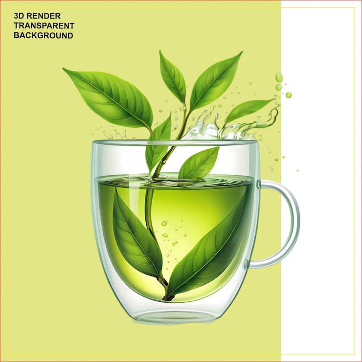 PSD té verde con fondo blanco transparente