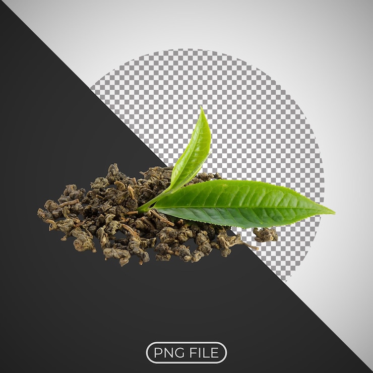 PSD té verde con hojas