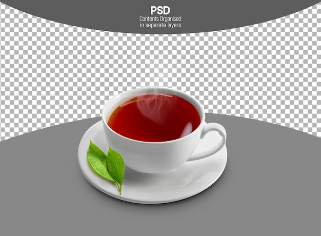 Tea Black in White Cup isolado em fundo transparente