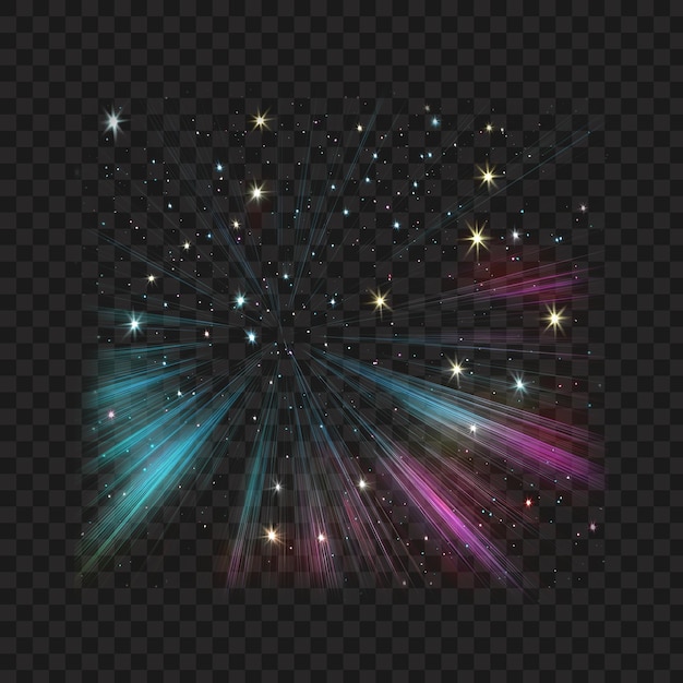 Teal Pink Purple Light Rays Starburst Glowing Sparkle Effect isolated background PNG
