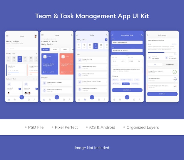 Team- und Aufgabenverwaltungs-App-UI-Kit