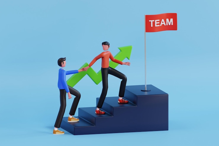 PSD teamwork 3d illustration