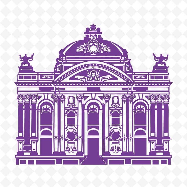 PSD teatro municipal de río de janeiro con el gran edificio de íconos diseños creativos de íconos de la cultura de brasil