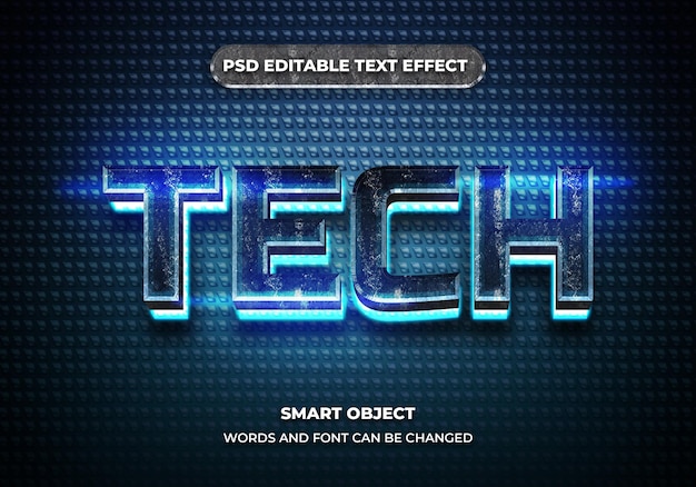 PSD tech 3d bearbeitbarer texteffektstil